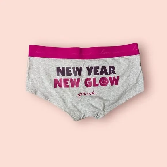 Pink by Victoria’s Secret New Year Pink Gray Panty Sz L - Picture 2 of 4
